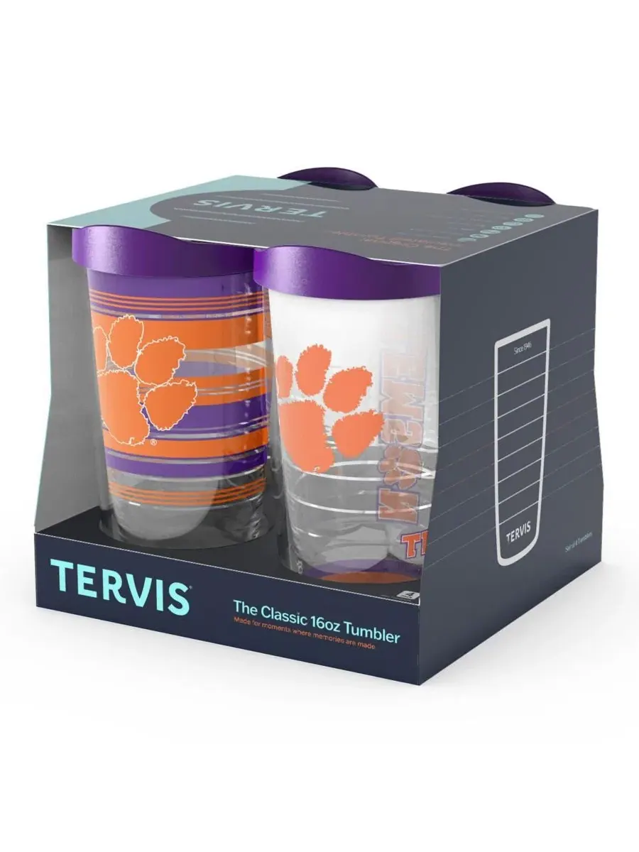 Набор из 4 стаканов Tervis Classic 16 унций, Clemson Tigers, Hype Stripes, Arctic и Competitor — изображение 3 из 5