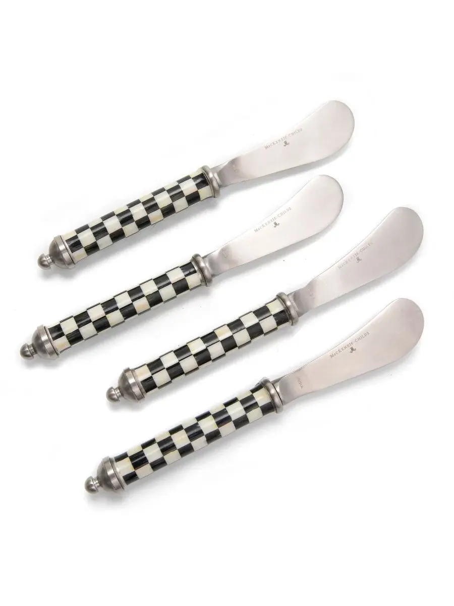 Набор ножей для сыра Courtly Check Supper Club Spreaders MacKenzie-Childs — изображение 1 из 2, черный/белый