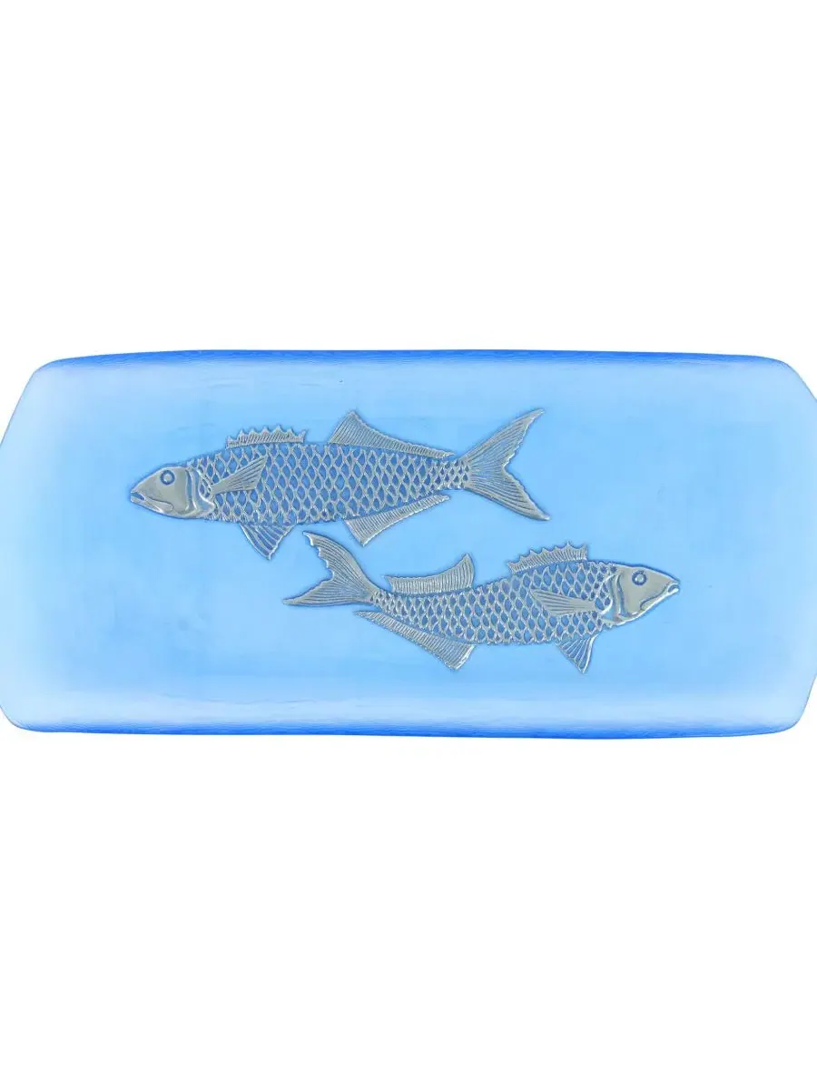 Прямоугольное стеклянное блюдо Isola Glass Medium Fish Rectangular Tray VIETRI — изображение 1 из 3, синий