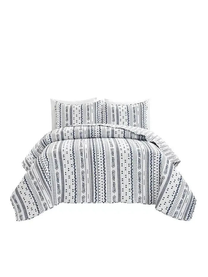 Комплект одеял в полоску Hygge Lush Décor — изображение 2 из 8, темно-синий белый