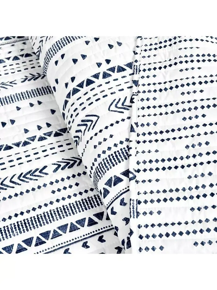 Комплект одеял в полоску Hygge Lush Décor — изображение 3 из 8, темно-синий белый
