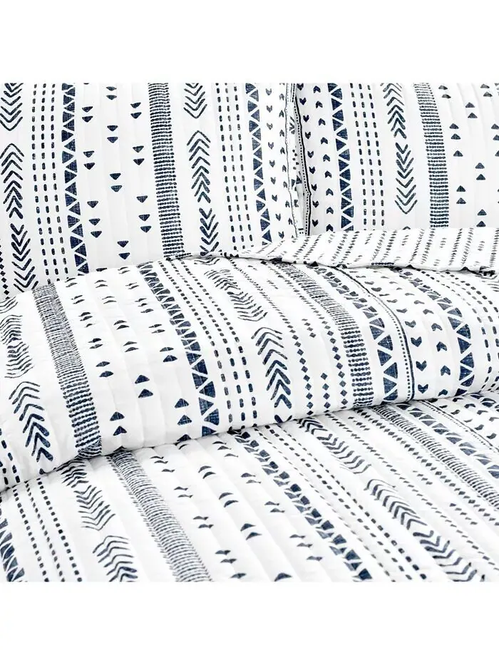 Комплект одеял в полоску Hygge Lush Décor — изображение 6 из 8, темно-синий белый