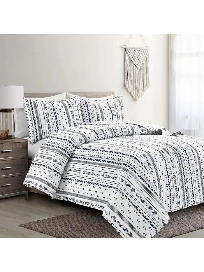 Комплект одеял в полоску Hygge Lush Décor — изображение 7 из 8, темно-синий белый
