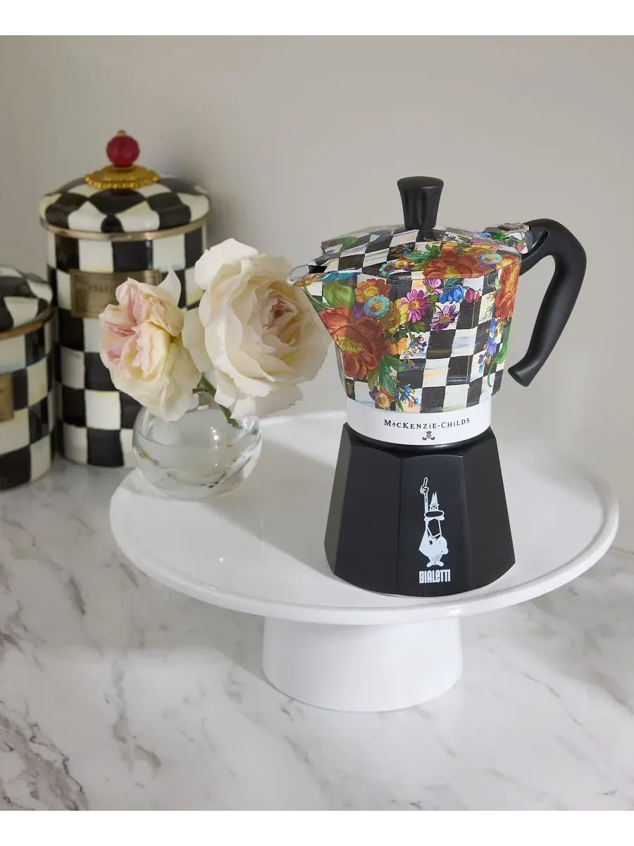 Кофеварка мока Bialetti на 6 чашек от Courtly Flower Market Mackenzie-Childs — изображение 6 из 6, нет цвета