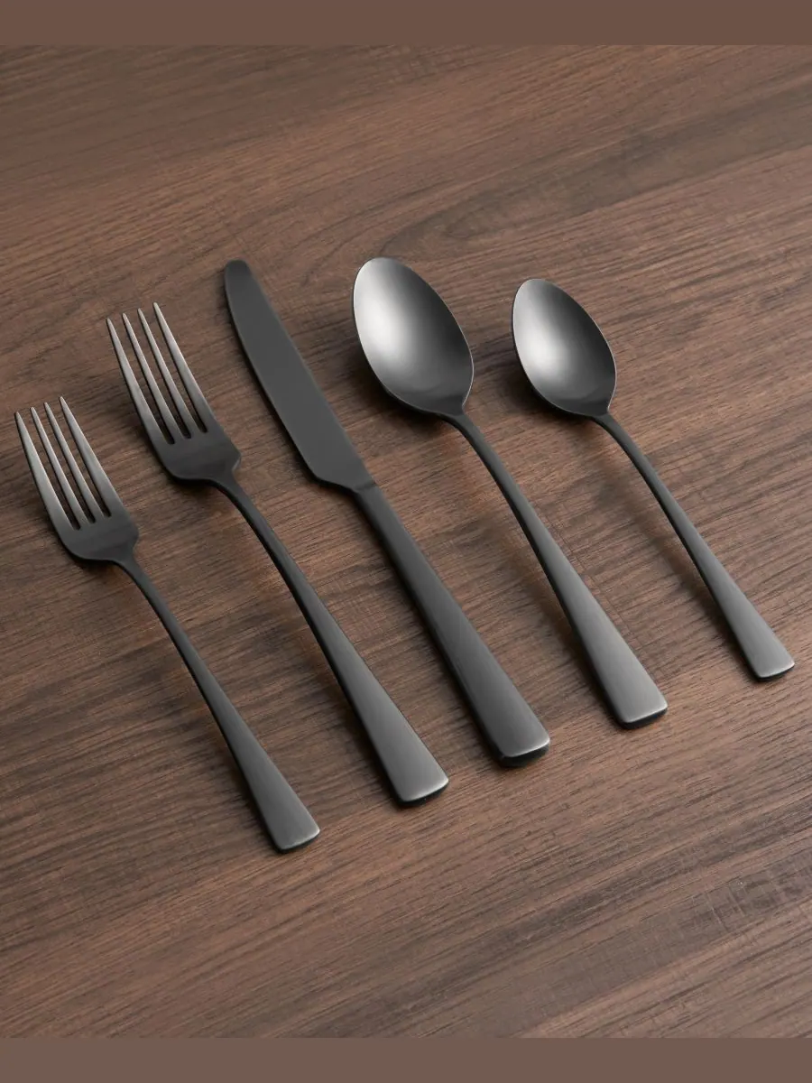 Cambridge Silversmiths Набор столовых приборов Cerys Black Satin из 20 предметов, на 4 персоны — изображение 2 из 4, черный