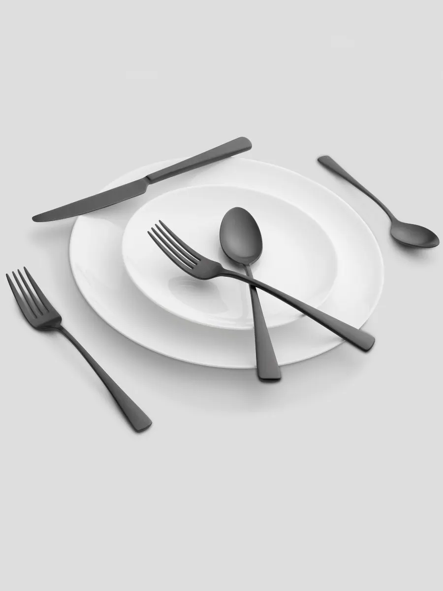 Cambridge Silversmiths Набор столовых приборов Cerys Black Satin из 20 предметов, на 4 персоны — изображение 3 из 4, черный
