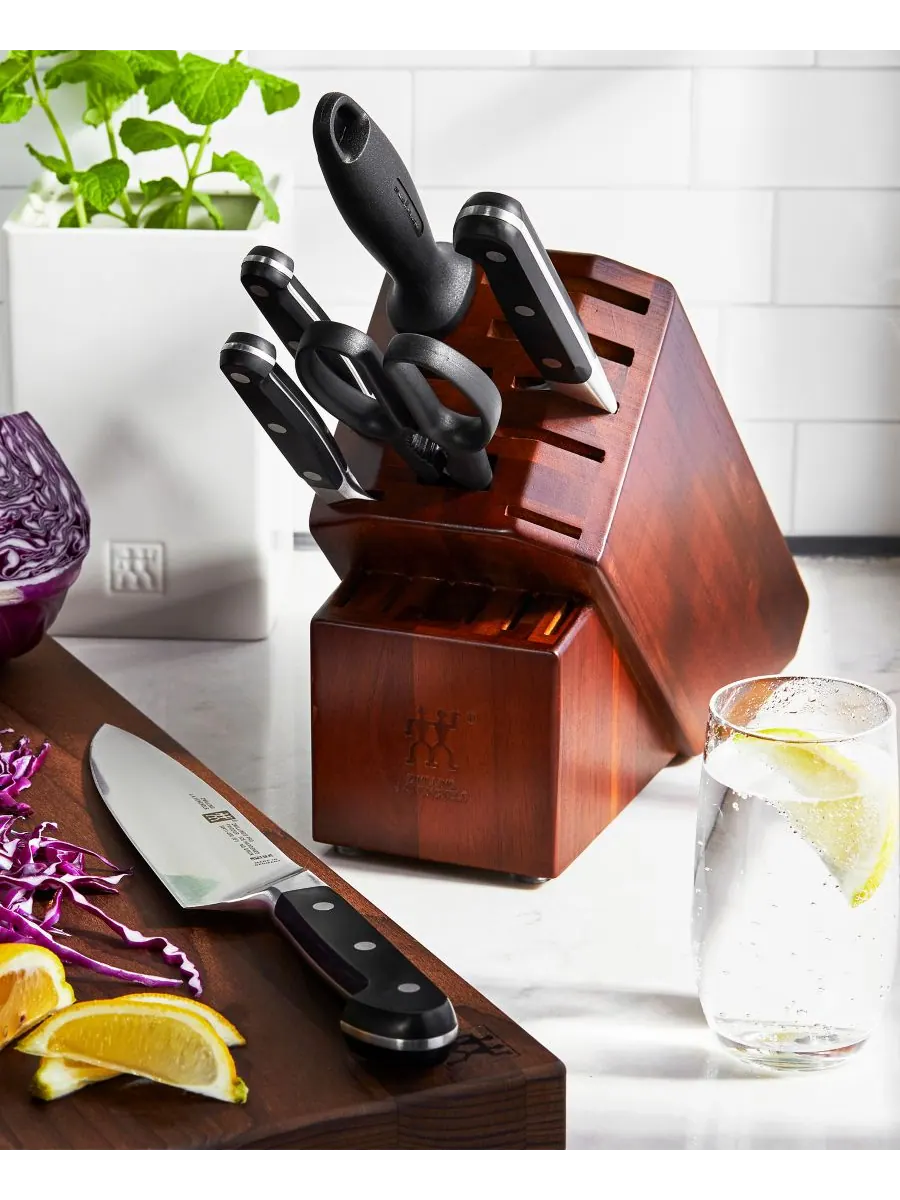 Набор кухонных ножей в блоке ZWILLING Pro, 7 предметов, орех — изображение 8 из 8, коричневый