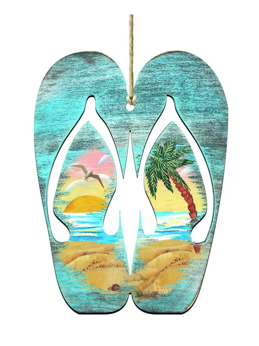 Елочная игрушка деревянная Rustic Flip Flops Designocracy — изображение 1 из 4, мульти