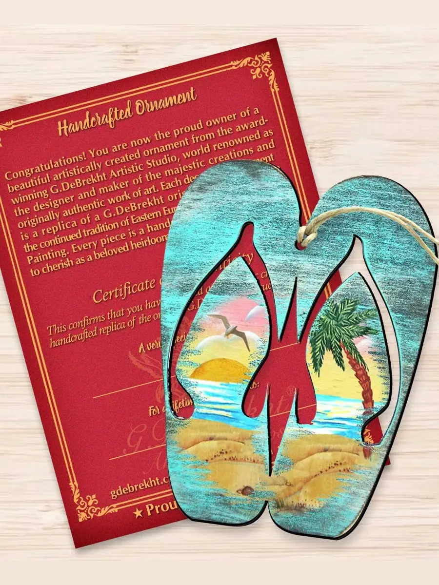 Елочная игрушка деревянная Rustic Flip Flops Designocracy — изображение 2 из 4, мульти