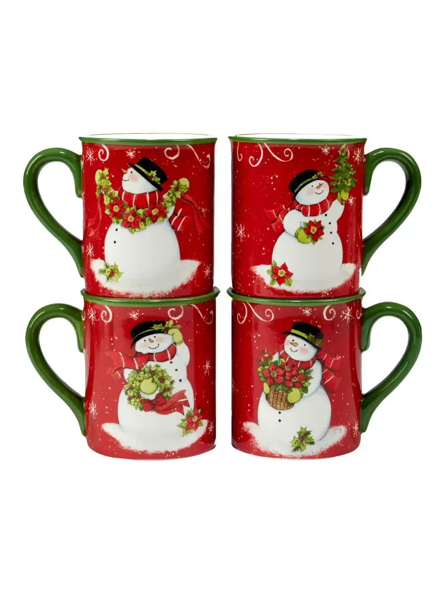 Набор из 4 кружек Holiday Magic Snowman Certified International