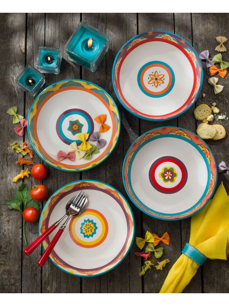 Набор из 4 тарелок для пасты "Галисия" Euro Ceramica — изображение 3 из 3, мульти