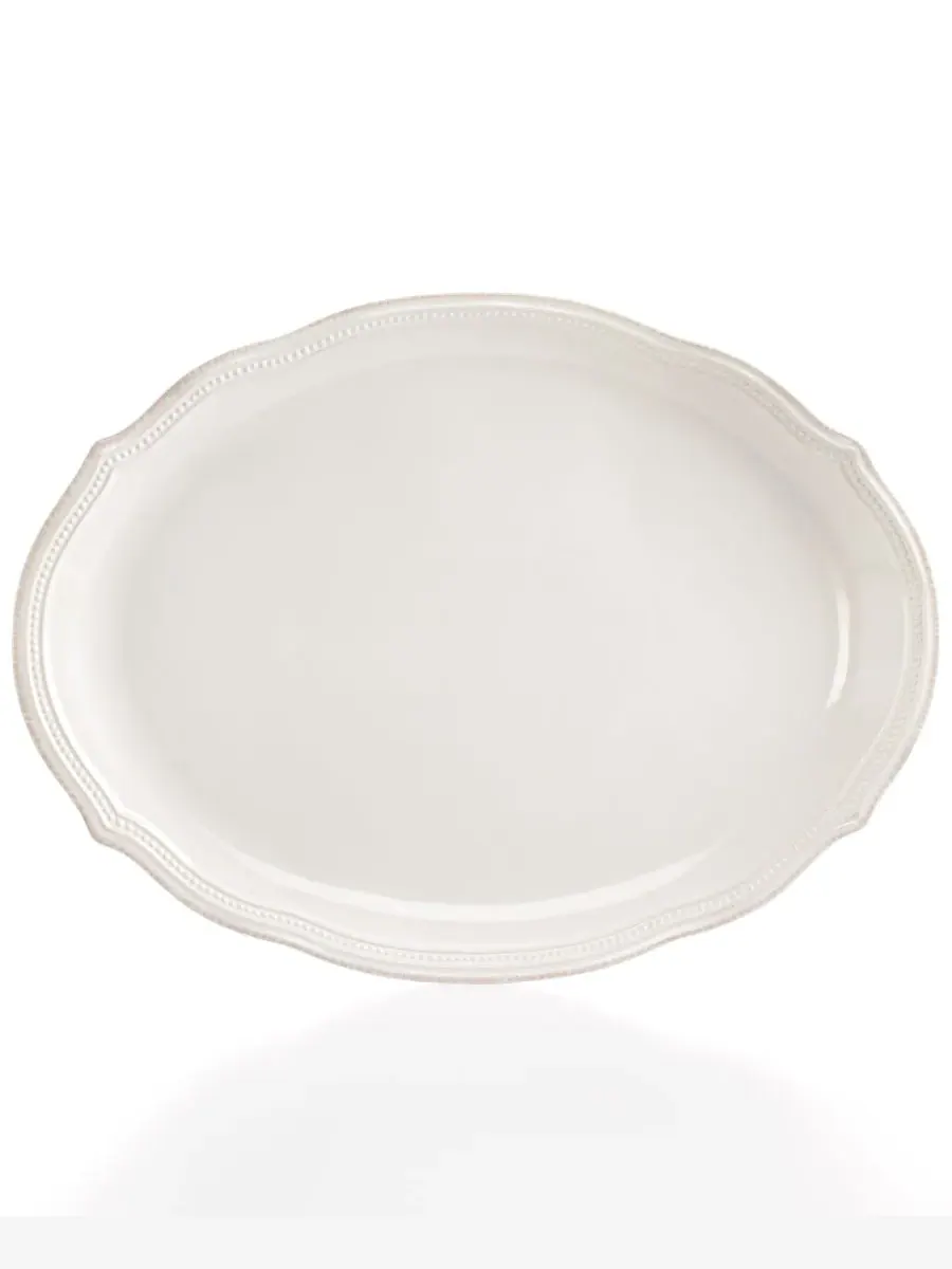Белое овальное блюдо с французским жемчужным бусинком Perle Lenox