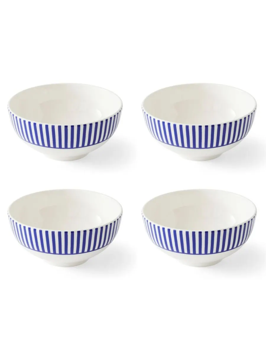 Spode Набор из 4 итальянских рисовых мисок «Стеккато» синего цвета