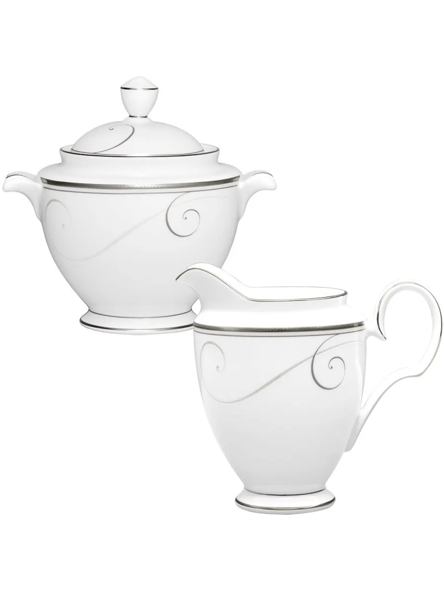 Набор для сахара и сливок Platinum Wave Noritake — изображение 1 из 5, белый