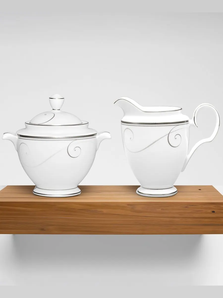 Набор для сахара и сливок Platinum Wave Noritake — изображение 3 из 5, белый