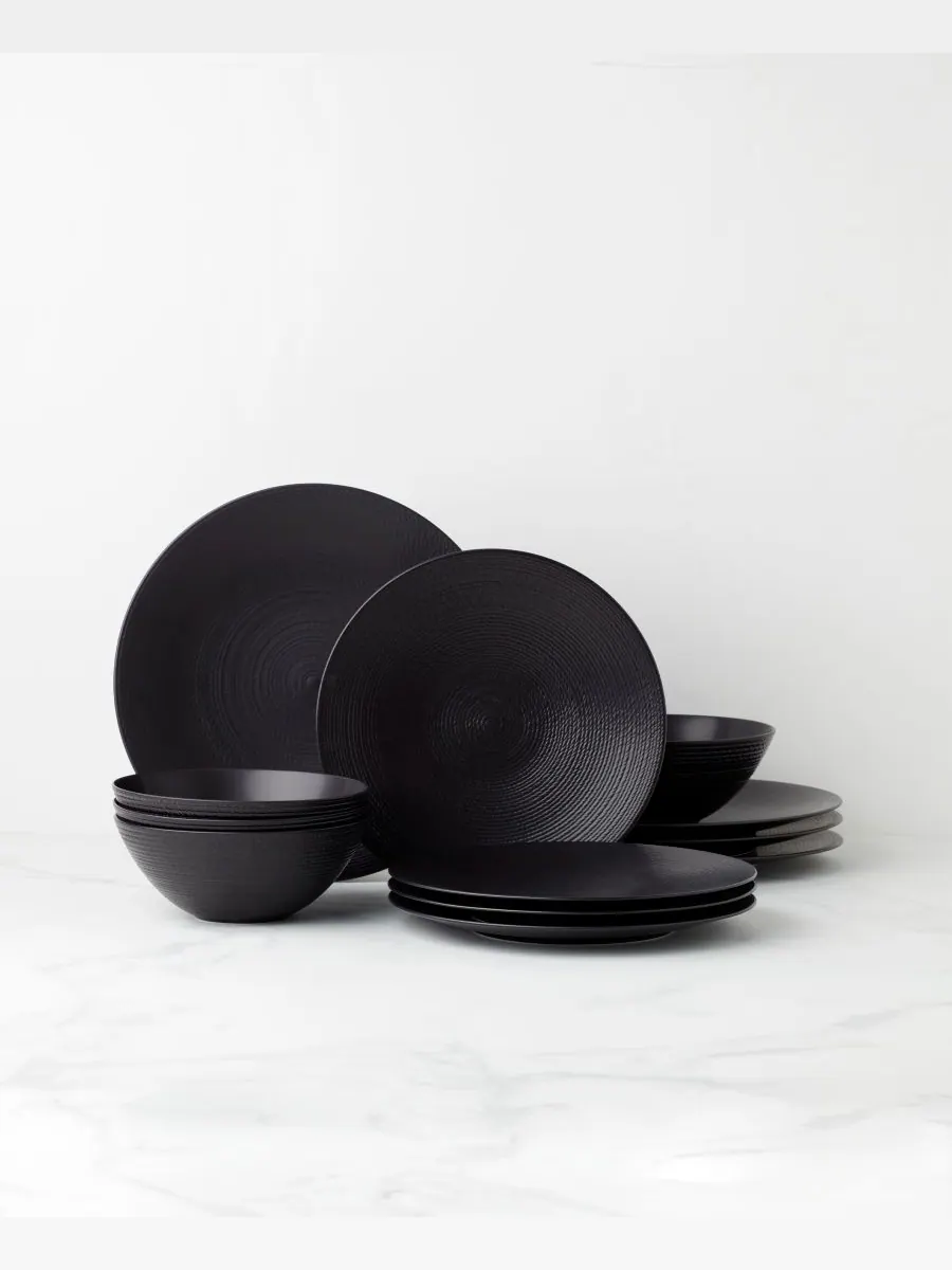 Набор посуды LX Collective из 12 предметов, на 4 персоны Lenox — изображение 2 из 10, белый черный