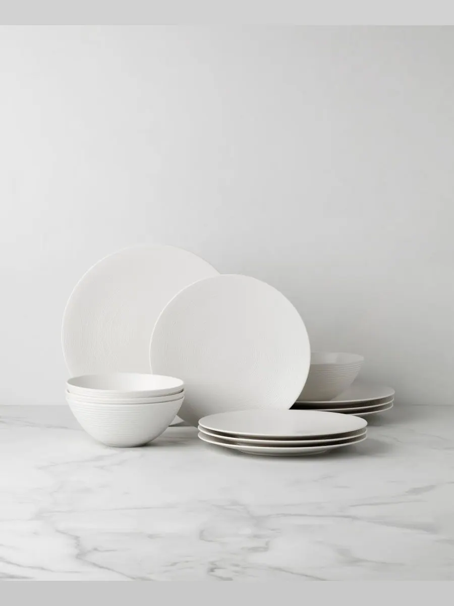 Набор посуды LX Collective из 12 предметов, на 4 персоны Lenox — изображение 6 из 10, белый черный