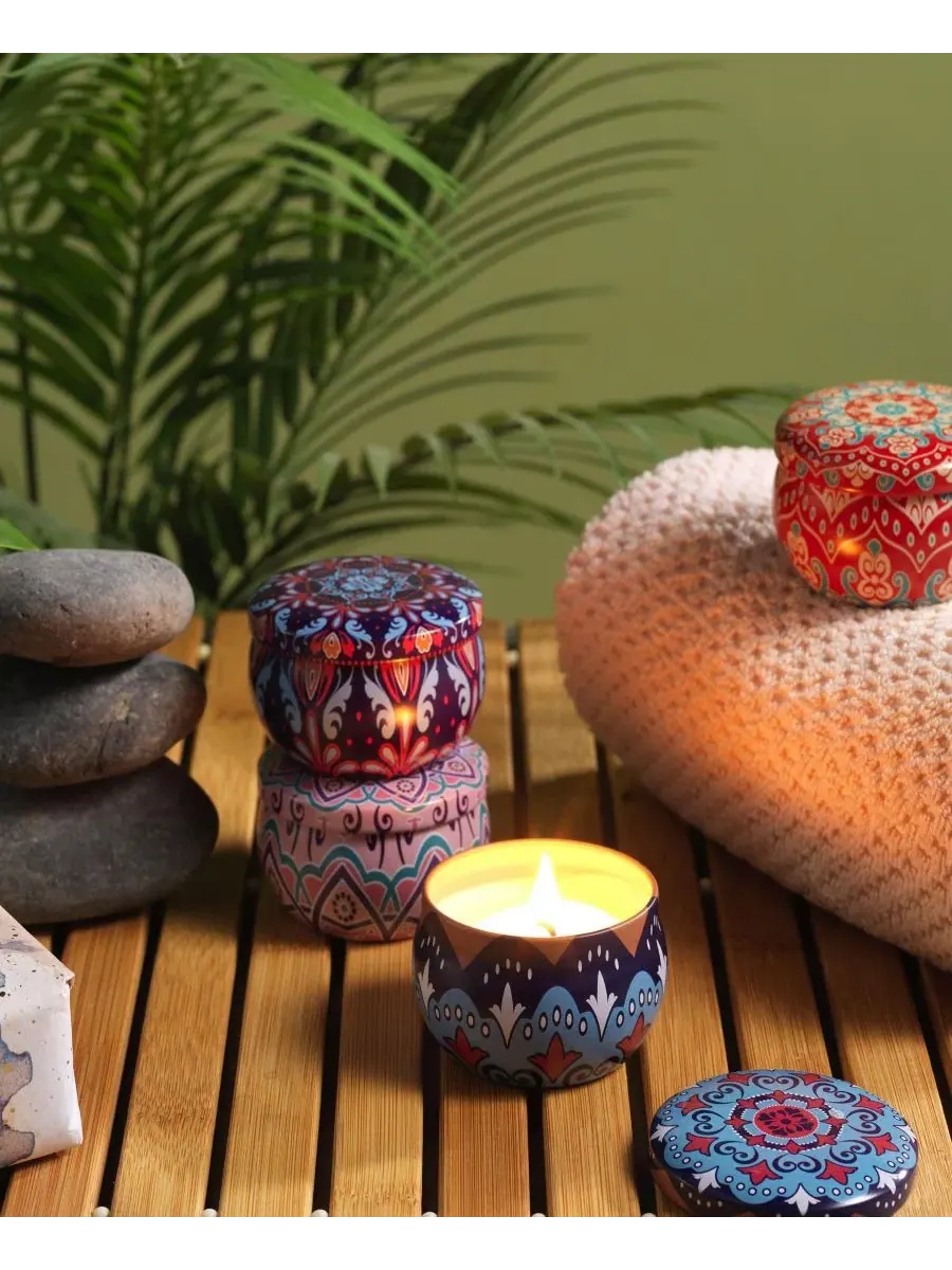 Набор подарочных свечей в жестяных банках, 4 шт., 60 г каждая, Coconut — изображение 5 из 5, ванильный