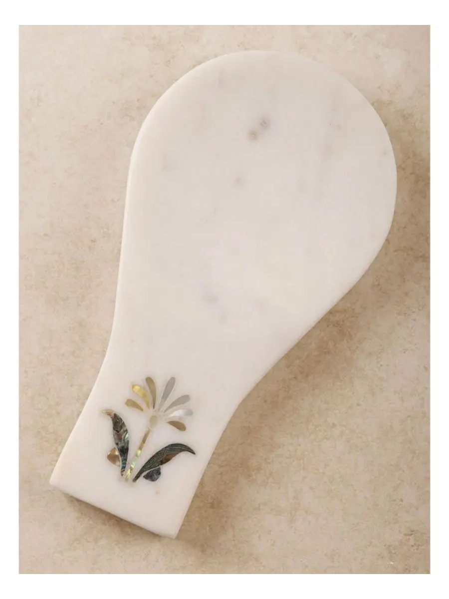Подставка под ложку из мрамора, 19×10 см, с инкрустацией, Jaipore Marble Spoon Rest GAURI KOHLI