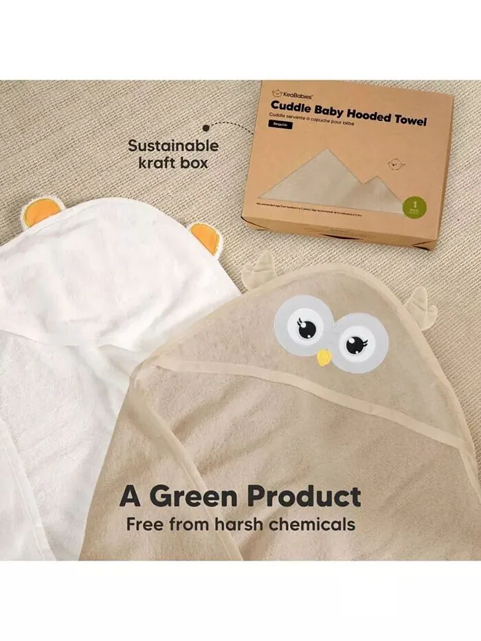 Детское полотенце с капюшоном Keababies Cuddle органическое — изображение 5 из 6, коричневый