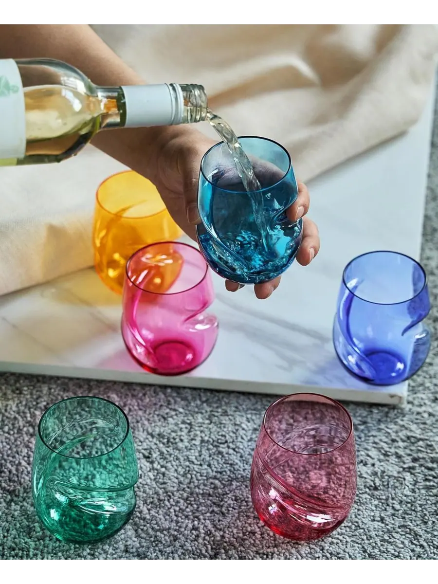 Набор из 6 небьющихся бокалов для вина без ножки Khen Tritan с аэрацией The Wine Savant — изображение 2 из 4, мульти