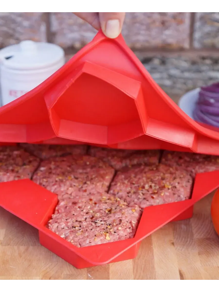 Набор для приготовления и хранения бургеров Burger Master Shapes & Stores, 8 котлет, вместимость — красный