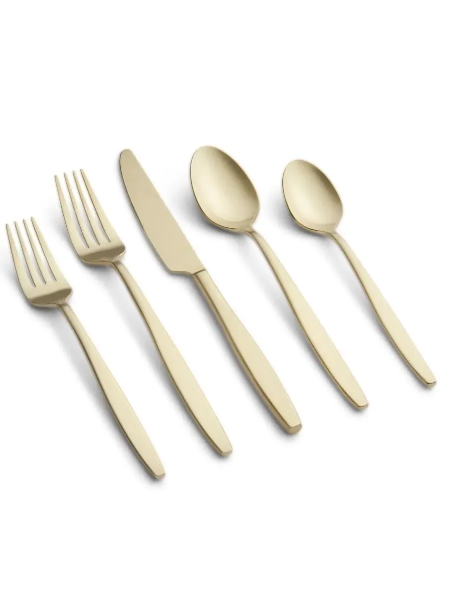 Набор столовых приборов Nylah Satin, 20 предметов Cambridge Silversmiths — изображение 1 из 4, золотистый