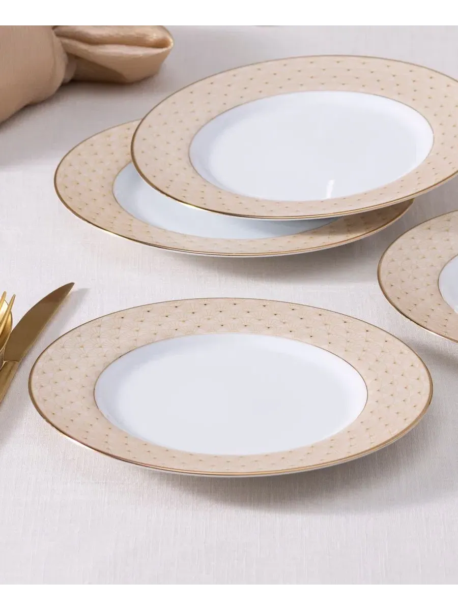 Набор из 4 салатных тарелок Trocadero Gold Noritake — изображение 2 из 6, золотистый белый