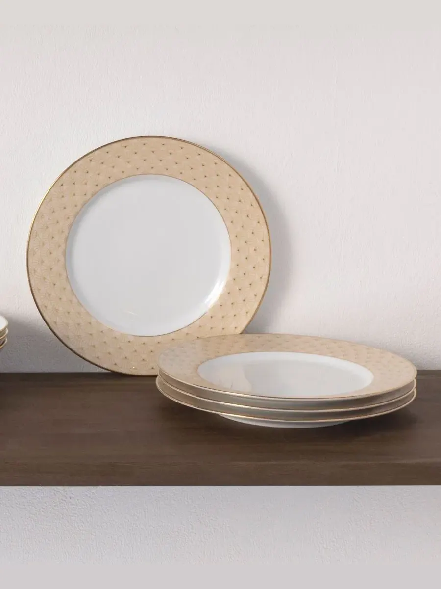 Набор из 4 салатных тарелок Trocadero Gold Noritake — изображение 3 из 6, золотистый белый
