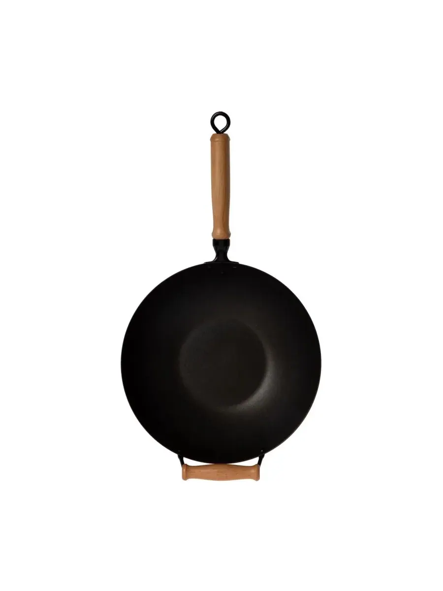 Набор профессиональных воков из углеродистой стали с антипригарным покрытием, 36 см, с крышкой и — изображение 4 из 10
