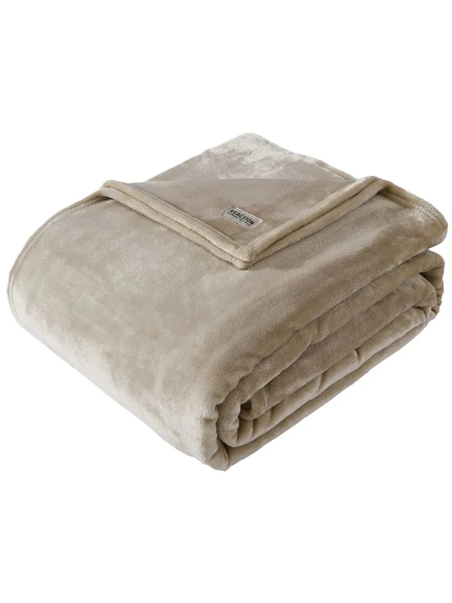 Мягкое плюшевое одеяло Kenneth Cole Reaction Solid Ultra Soft Plush Blanket, размер Twin, овсяный