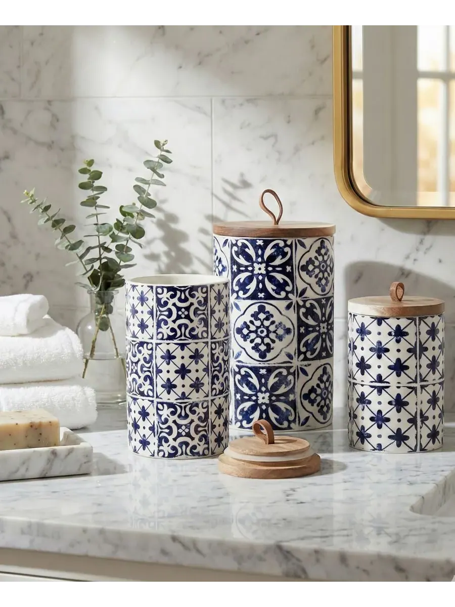 Набор из 3 банок Blue Medallion American Atelier — изображение 3 из 3, синий