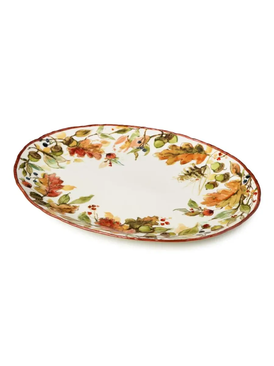 Овальное блюдо для подачи Autumn Meadows, 41 x 30 см, керамическое Certified International — изображение 2 из 4, мульти