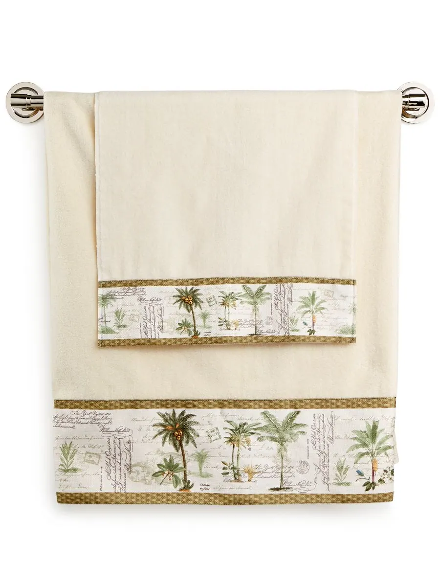 Хлопковое полотенце для рук colony palm tree с каймой, 40 см x 76 см. Avanti — изображение 1 из 3, белый