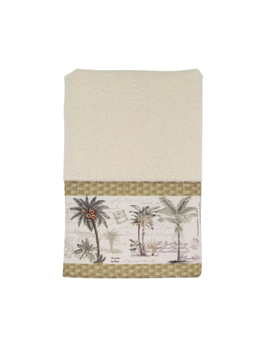 Хлопковое полотенце для рук colony palm tree с каймой, 40 см x 76 см. Avanti — изображение 3 из 3, белый