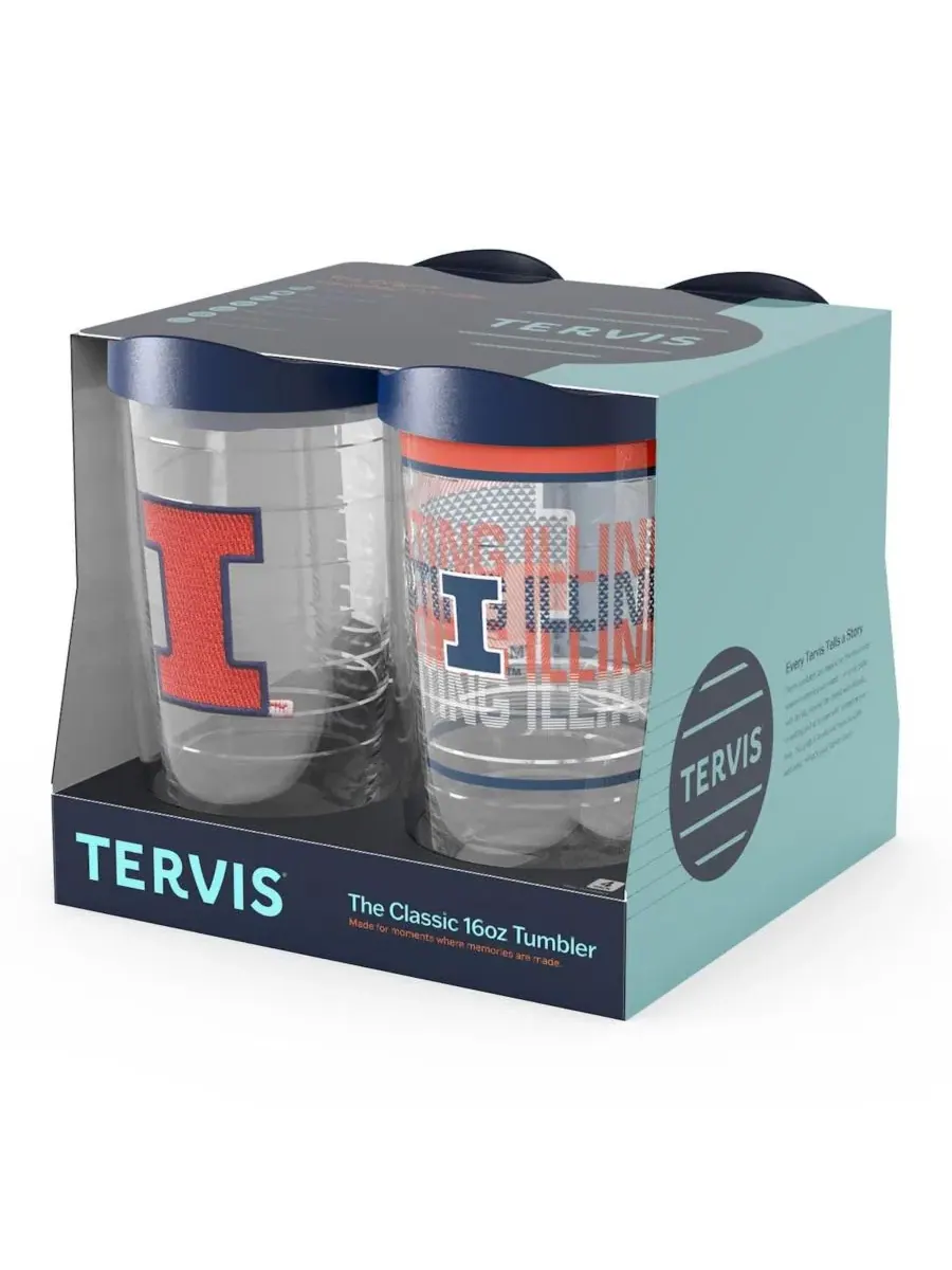 Набор из 4 стаканов с двойными стенками Tervis, с эмблемой Illinois Fighting Illini, 16 унций — изображение 2 из 5, нет цвета