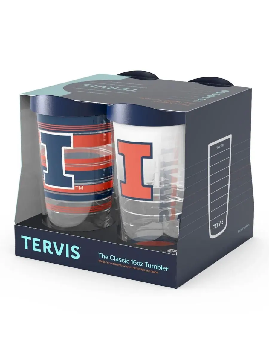 Набор из 4 стаканов с двойными стенками Tervis, с эмблемой Illinois Fighting Illini, 16 унций — изображение 3 из 5, нет цвета