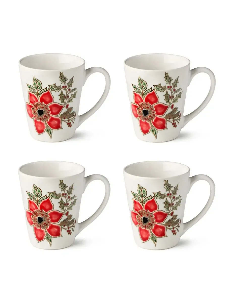 Набор из 4 керамических кружек Festive Blooms Certified International — изображение 1 из 6, мульти