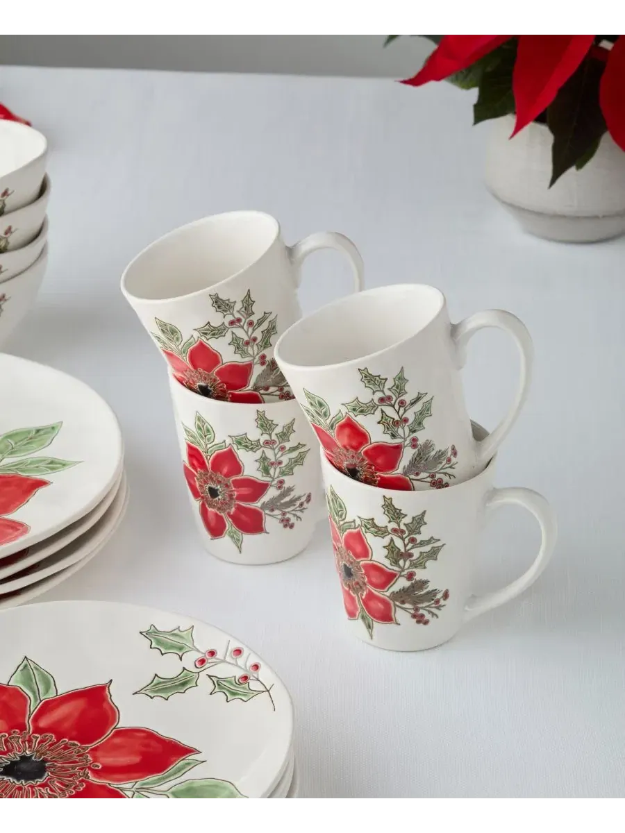 Набор из 4 керамических кружек Festive Blooms Certified International — изображение 4 из 6, мульти