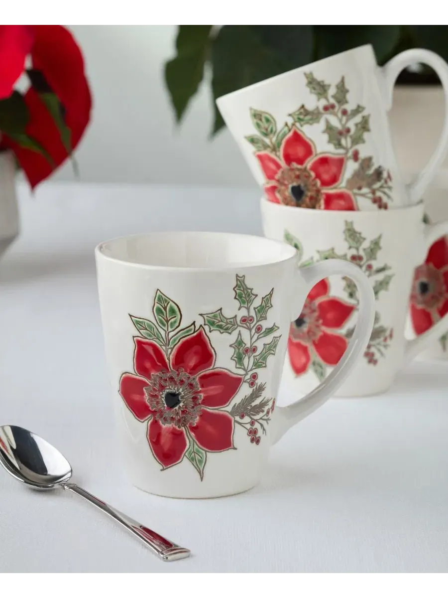 Набор из 4 керамических кружек Festive Blooms Certified International — изображение 5 из 6, мульти