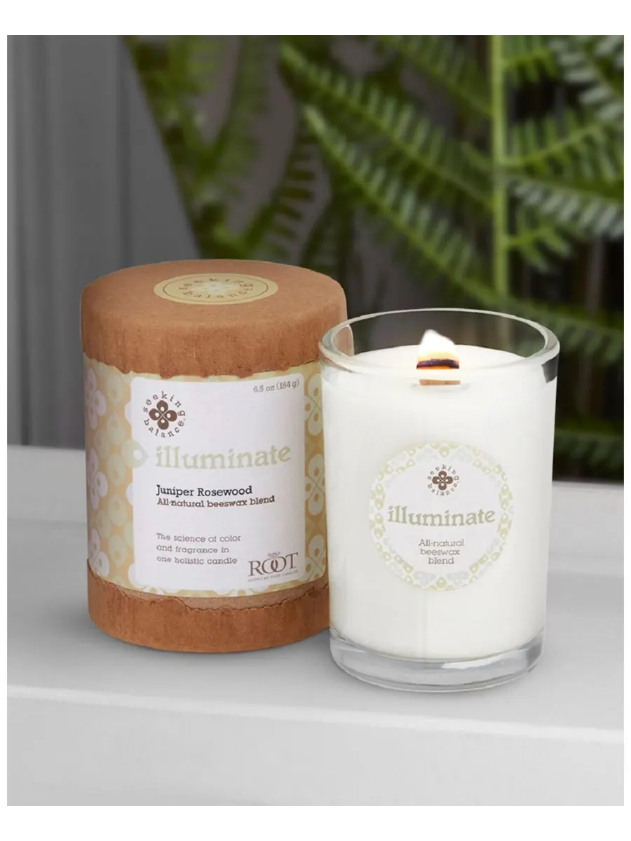 Ароматическая свеча Seeking Balance Illuminate Juniper Rosewood Spa Jar Candle, 6,5 унций ROOT — изображение 2 из 2