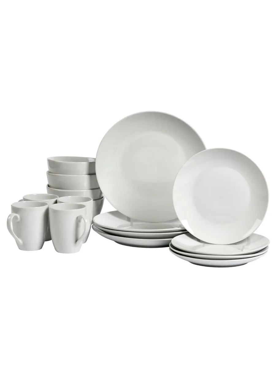 Tabletops Unlimited Набор посуды Adams Ash White, 16 предметов, на 4 персоны
