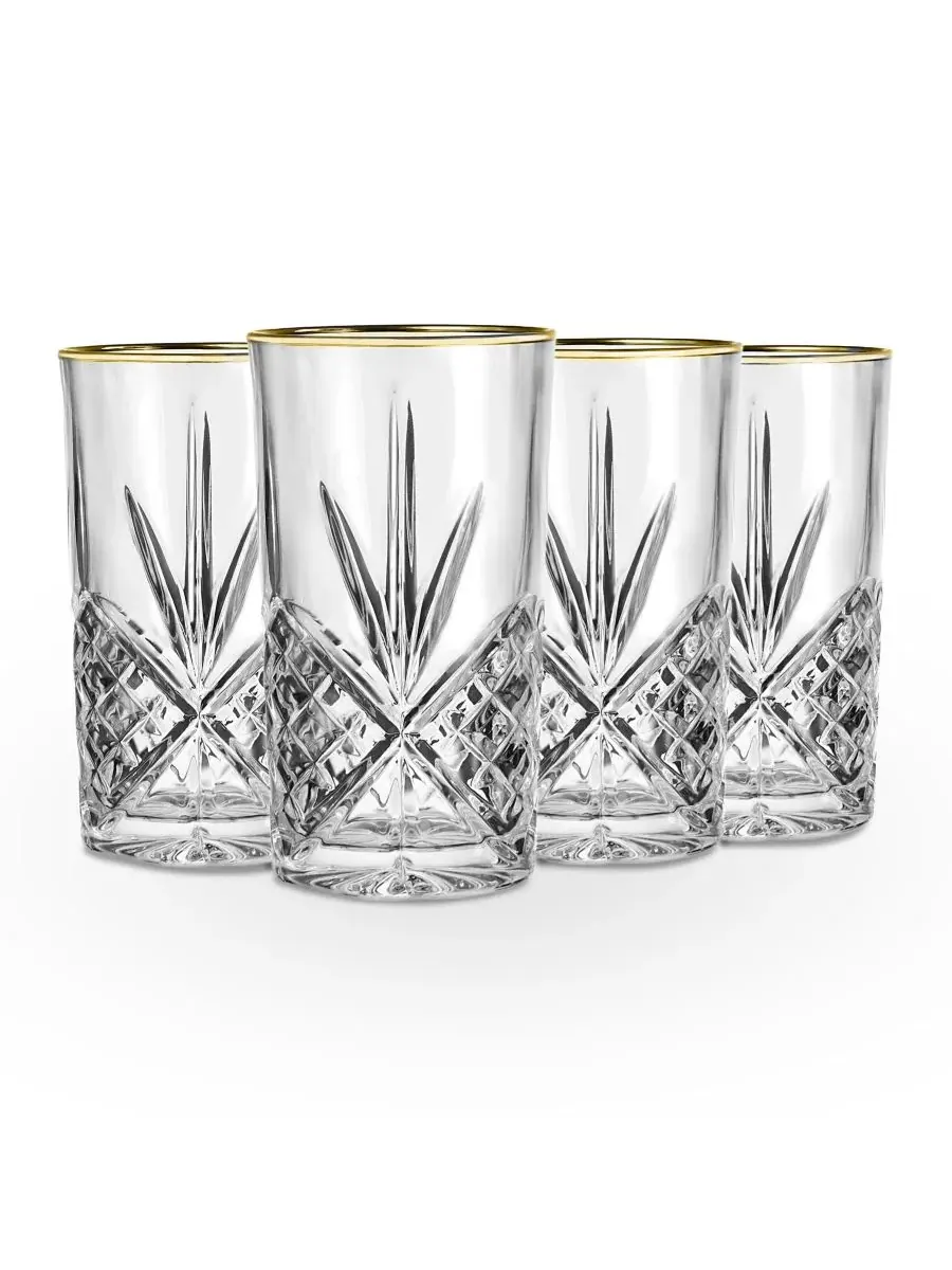 Набор из 4 бокалов для коктейлей Dublin Gold Highball Godinger — изображение 1 из 3, прозрачный/золотистый