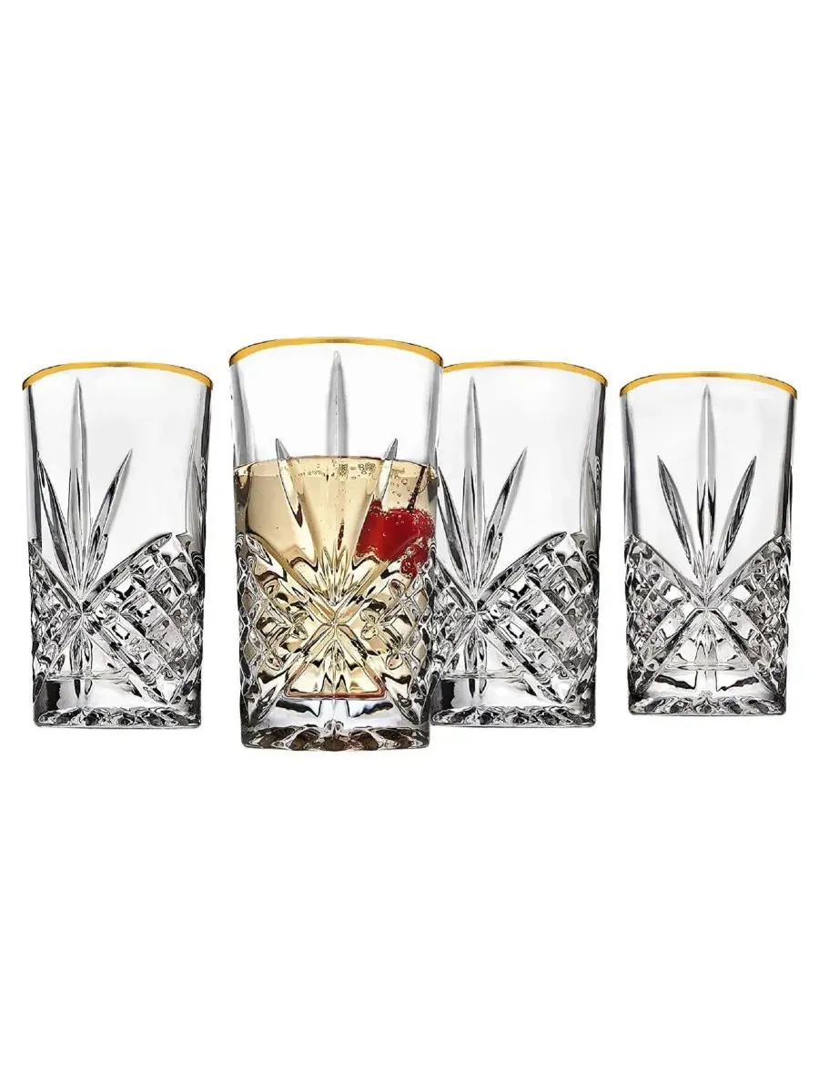 Набор из 4 бокалов для коктейлей Dublin Gold Highball Godinger — изображение 3 из 3, прозрачный/золотистый
