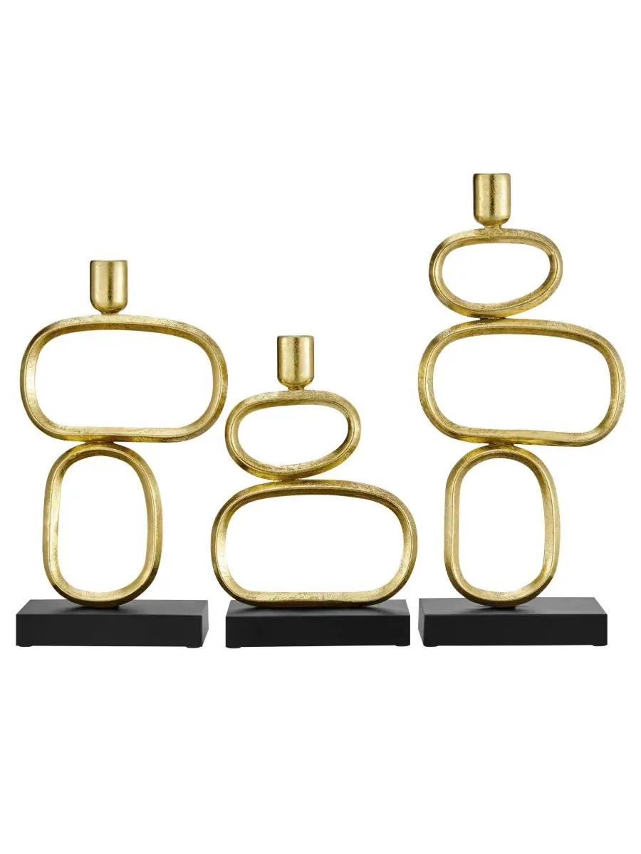 Набор из 3 подсвечников Eduardo Gold and Black Danya B