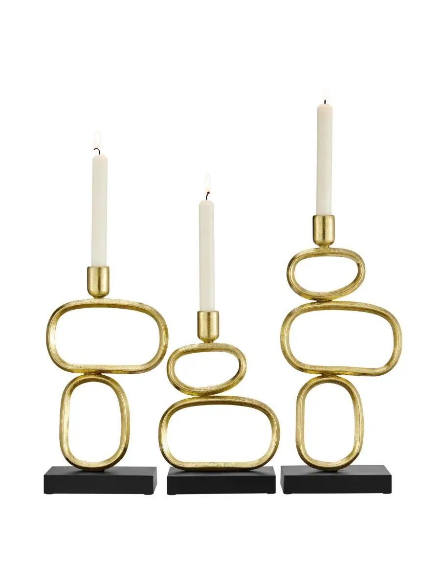 Набор из 3 подсвечников Eduardo Gold and Black Danya B — изображение 7 из 9, золотистый коричневый