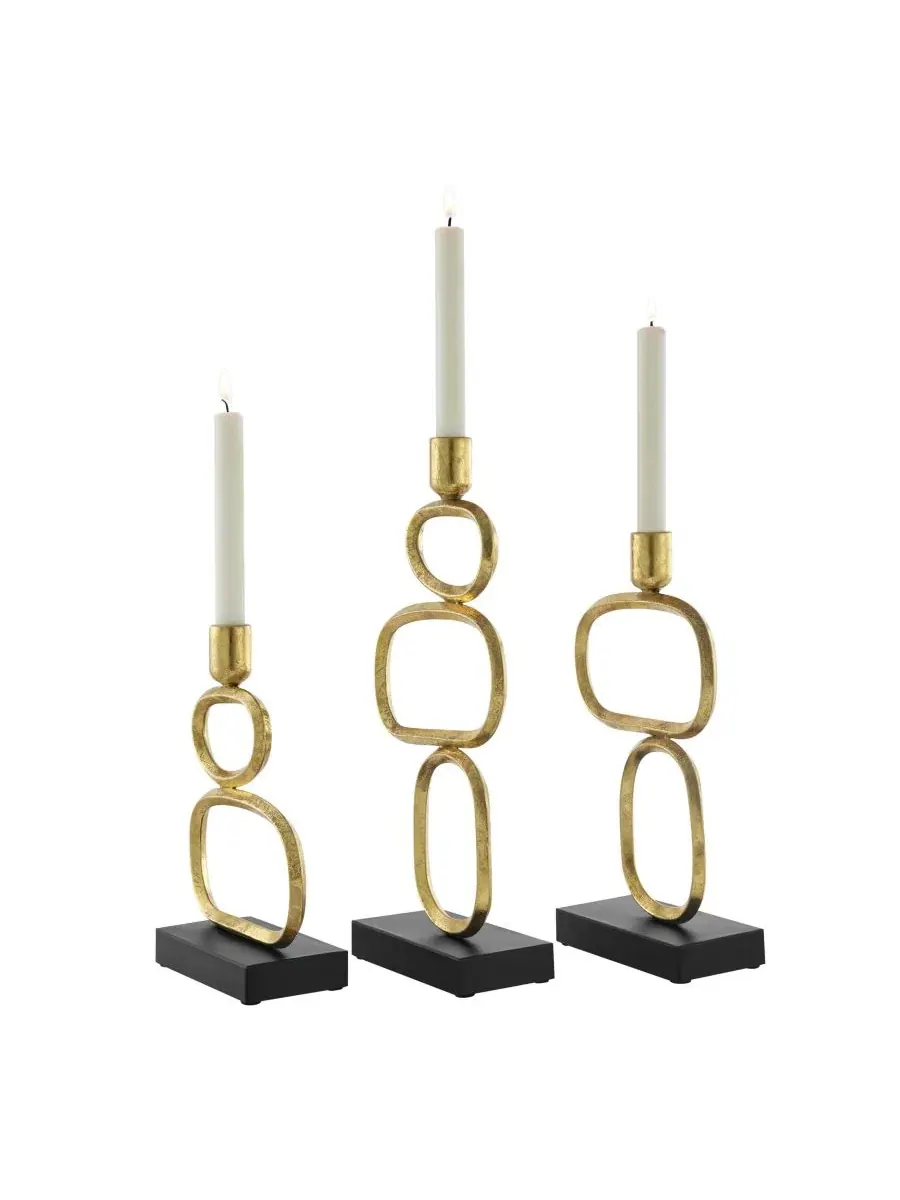 Набор из 3 подсвечников Eduardo Gold and Black Danya B — изображение 8 из 9, золотистый коричневый