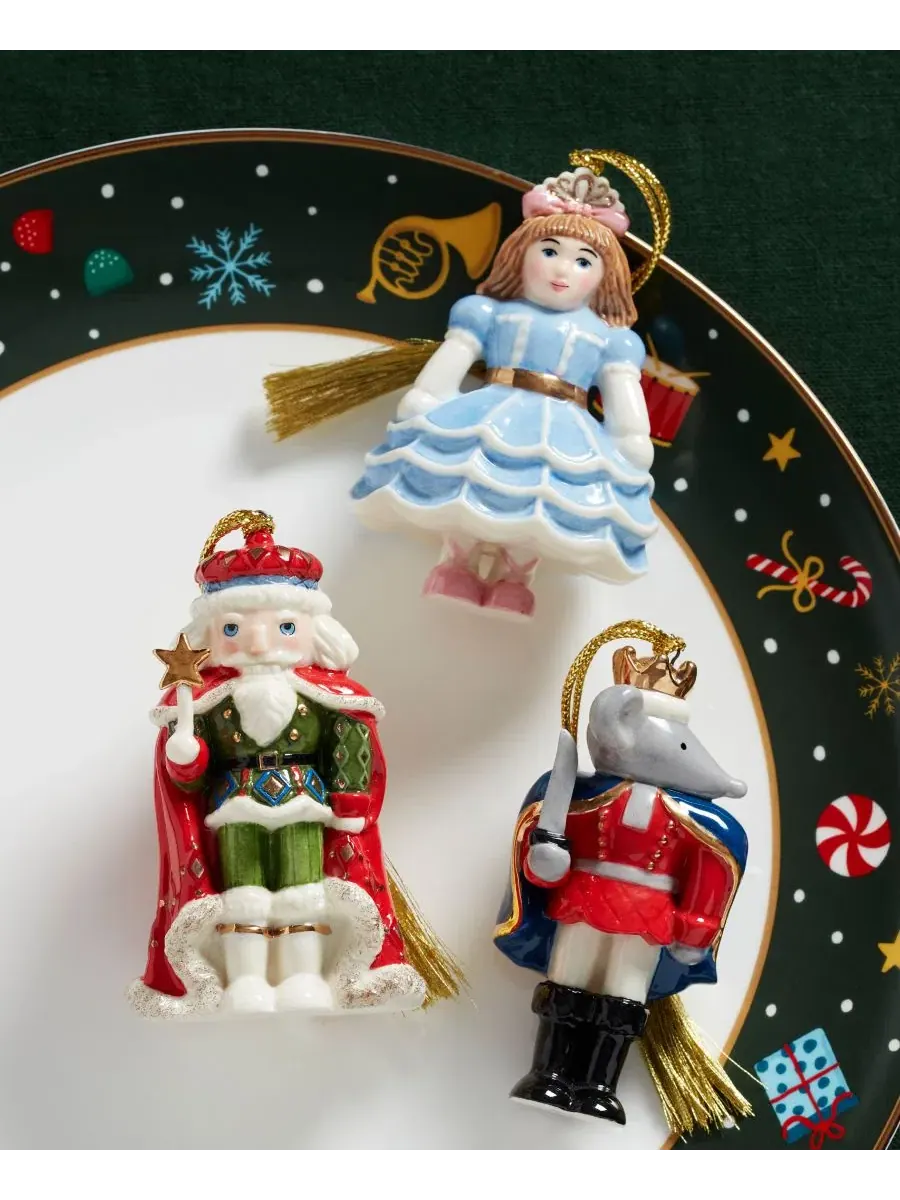 Набор из 3 елочных игрушек Nutcracker Ballet Lenox — изображение 2 из 5, белый