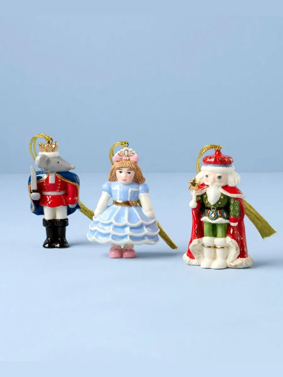 Набор из 3 елочных игрушек Nutcracker Ballet Lenox — изображение 3 из 5, белый