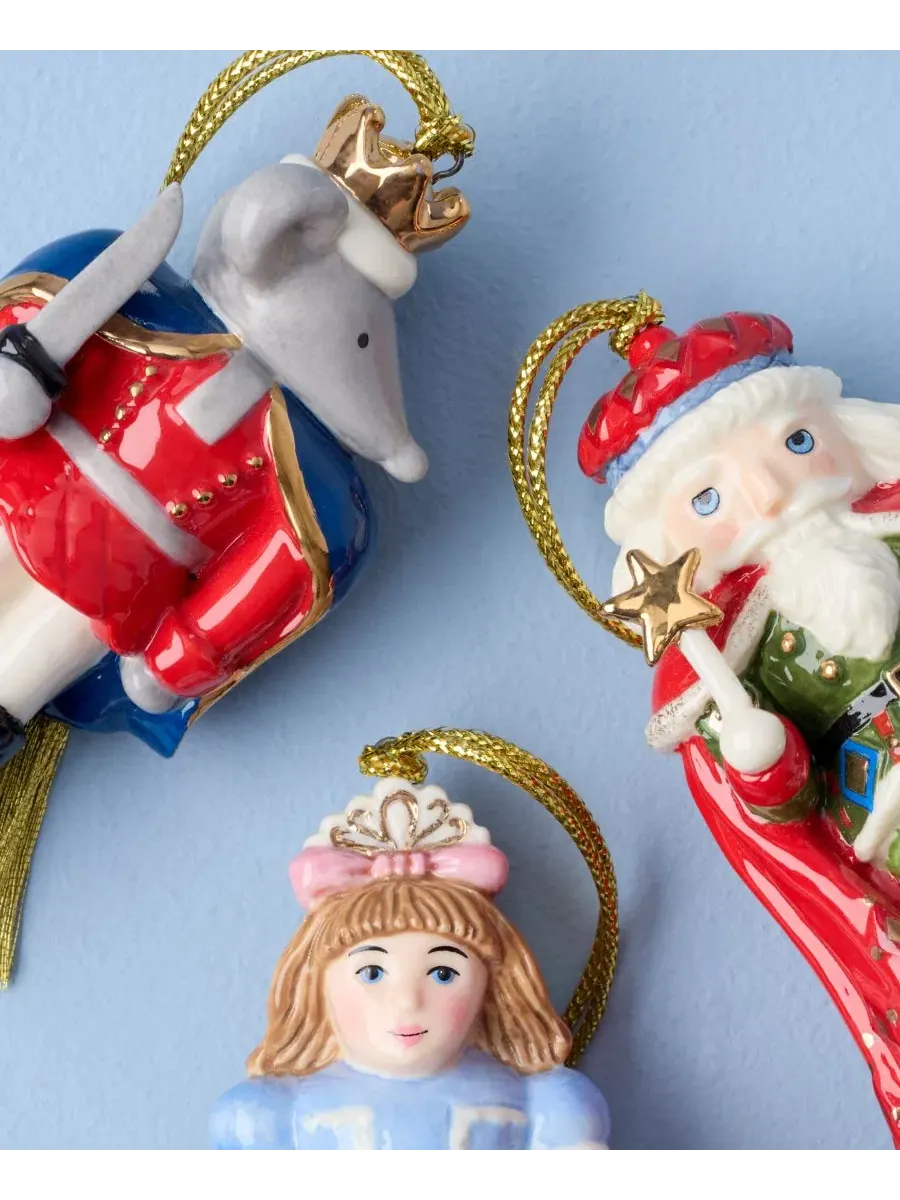 Набор из 3 елочных игрушек Nutcracker Ballet Lenox — изображение 5 из 5, белый